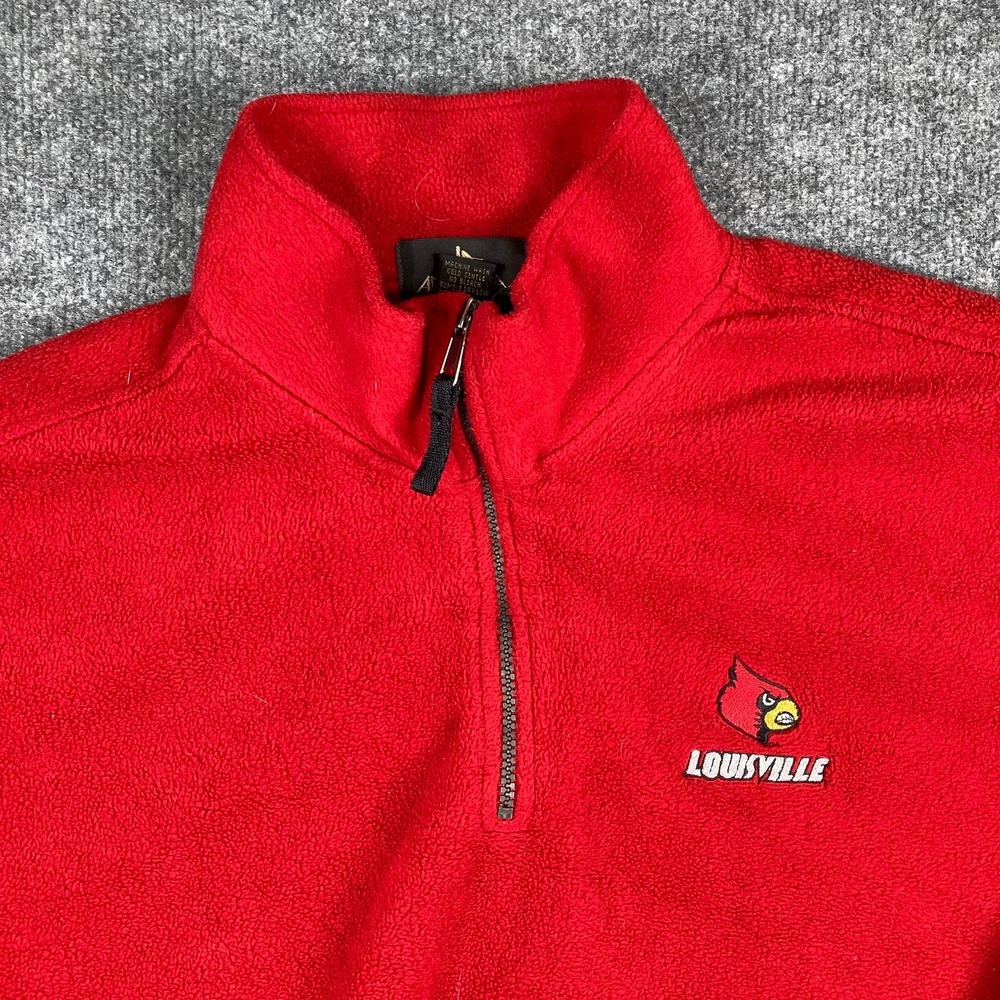 Antigua Fleece Pullover Men's Size L Red Louisville Cardinals Quarter Zip Jacket